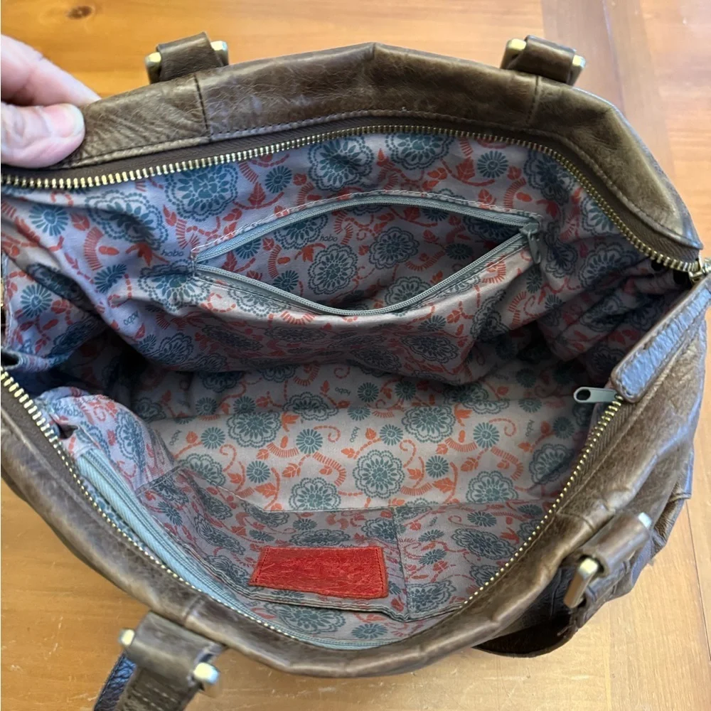 hobo handbag Brown Leather Distressed Multi Pockets Slouchy Everyday Purse hippy